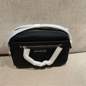 Michael Kors jet set womens black chain saffiano crossbody bag new with tags